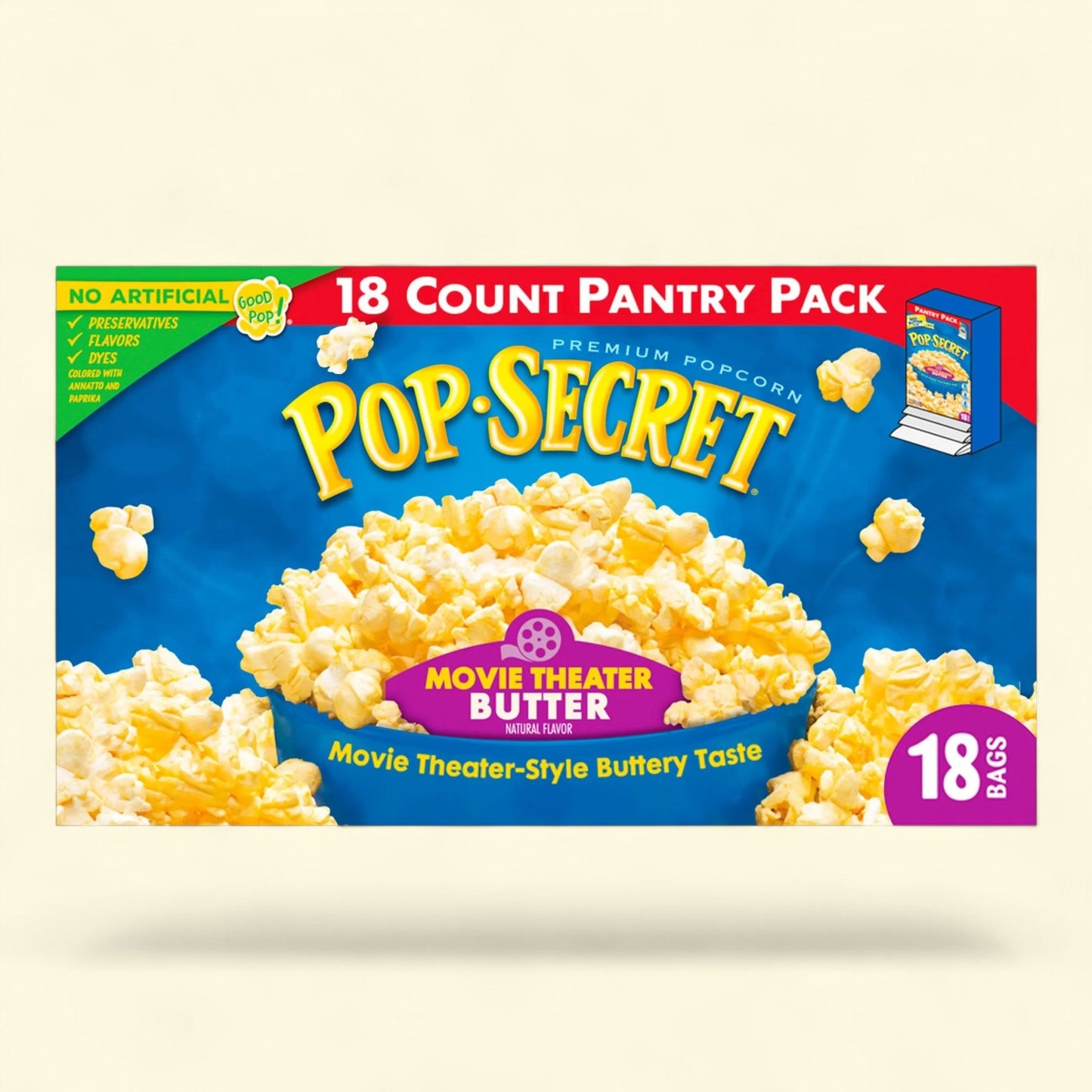 Pop Secret Microwave Popcorn, Movie Theater Butter Flavor, 3 oz, 18 Ct
