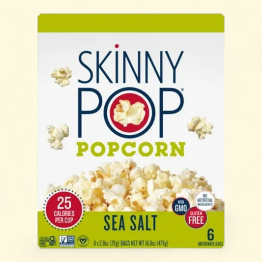 SkinnyPop Microwave Popcorn, Sea Salt, 2.8 oz (6 Count)
