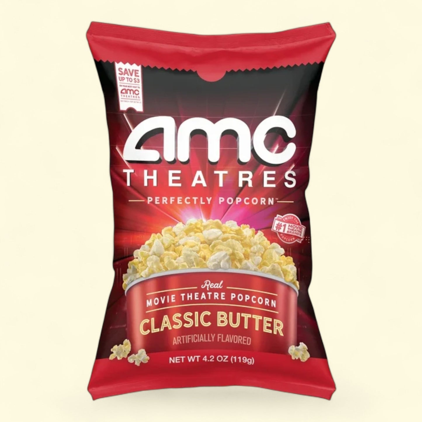 AMC Theatres Popcorn, Classic Butter, Ready to Eat, 1.5 oz