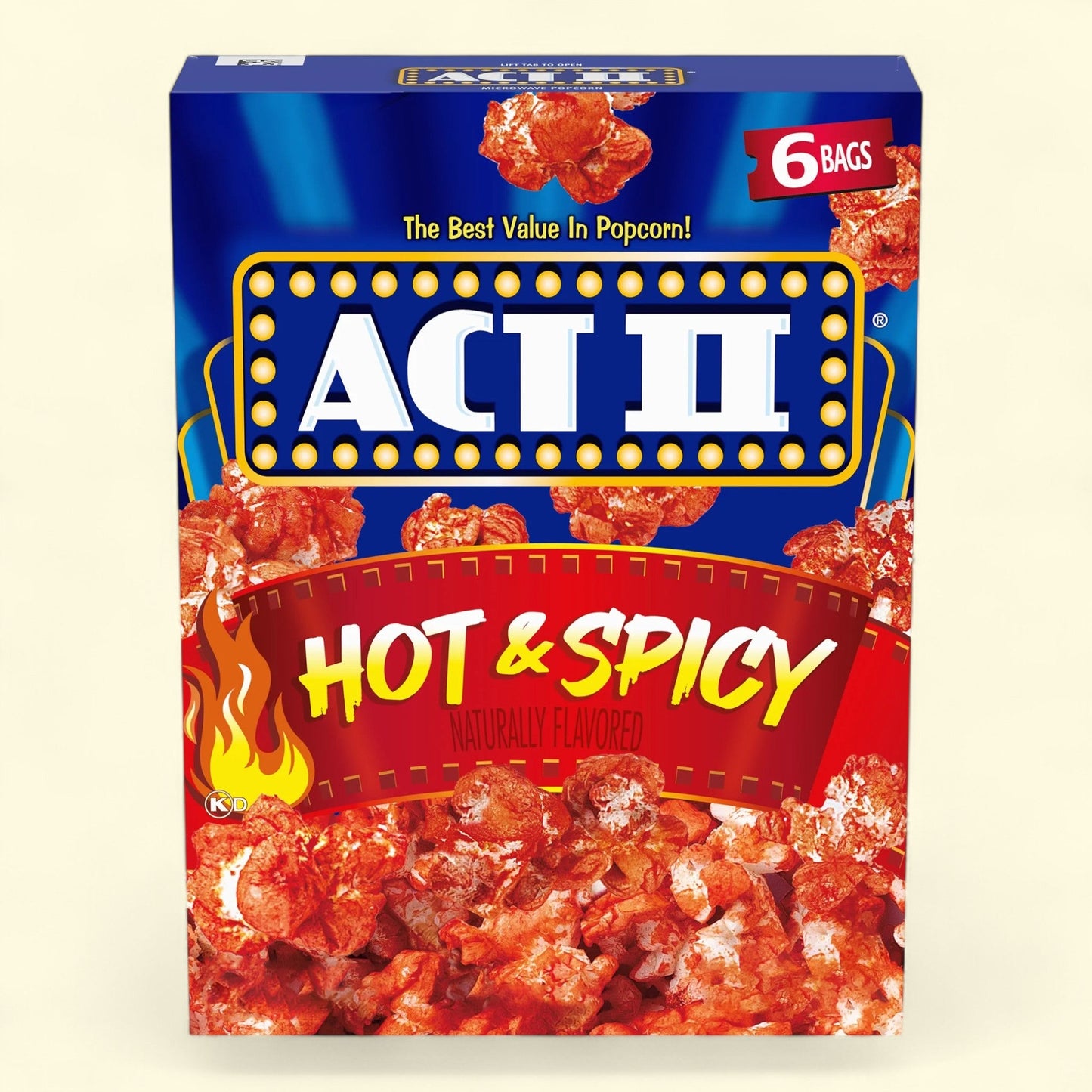 Act II Microwave Popcorn, Hot and Spicy Flavor, 12.7 oz, 6 Count