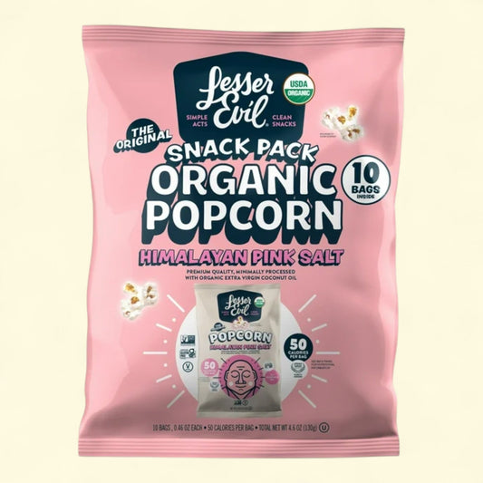LesserEvil Organic Popcorn, Himalayan Pink, 10 Count, .46 oz
