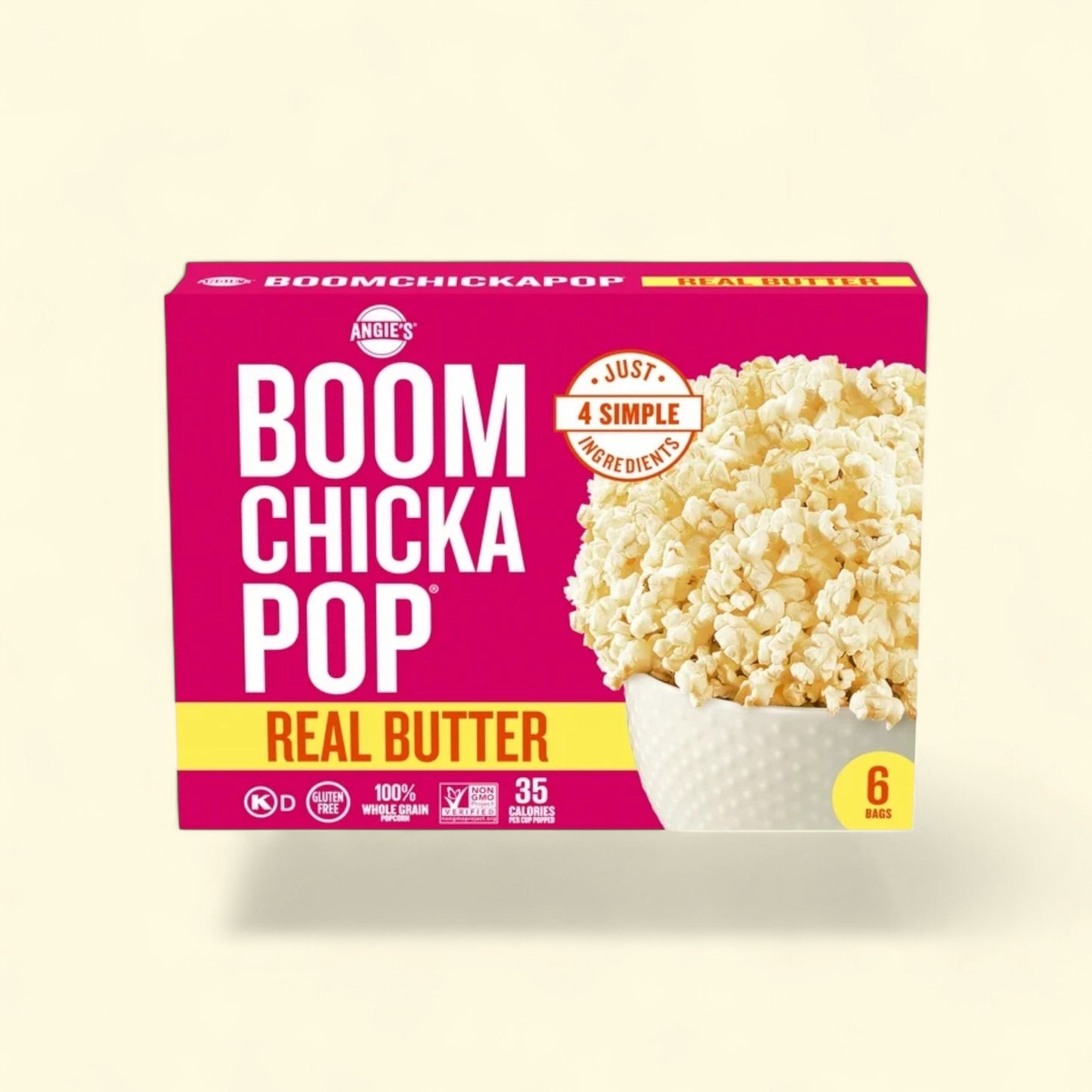 Angie's BOOMCHICKAPOP Real Butter Microwave Popcorn, 3.29 oz., 6-Co... — authentic US product shipped worldwide by Treatspree