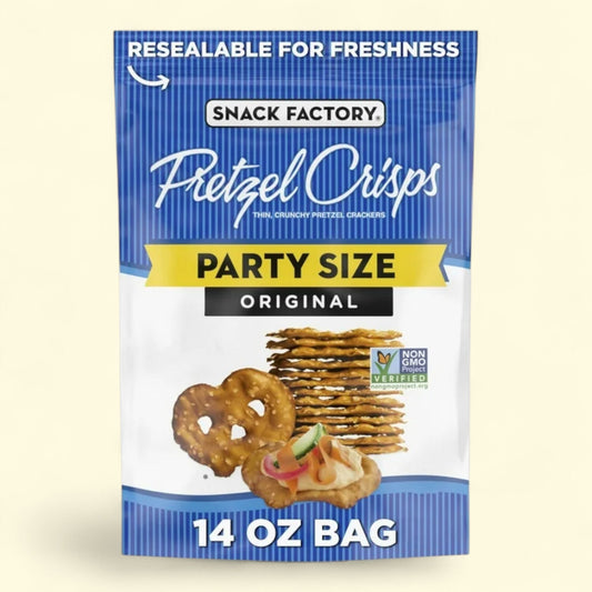 Snack Factory Pretzel Crisps, Original, 14 oz Party Size Bag