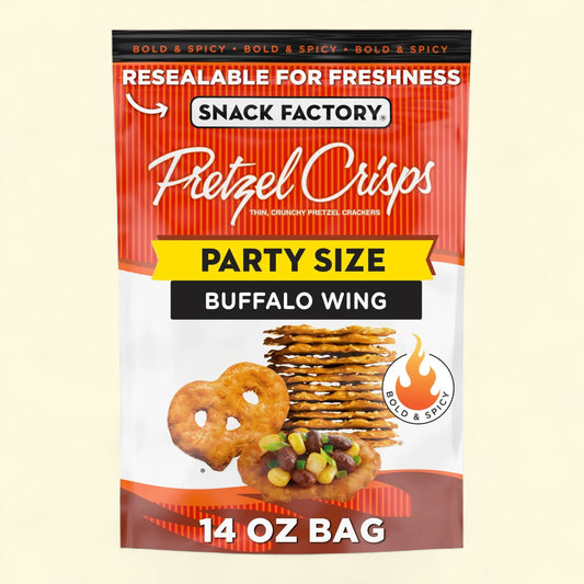 Snack Factory Pretzel Crisps, Buffalo Wing, Party Size 14 oz