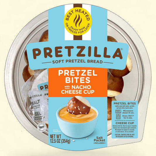 Pretzilla Pretzel Bites, 12.5oz Tub with Nacho Cheese Cup