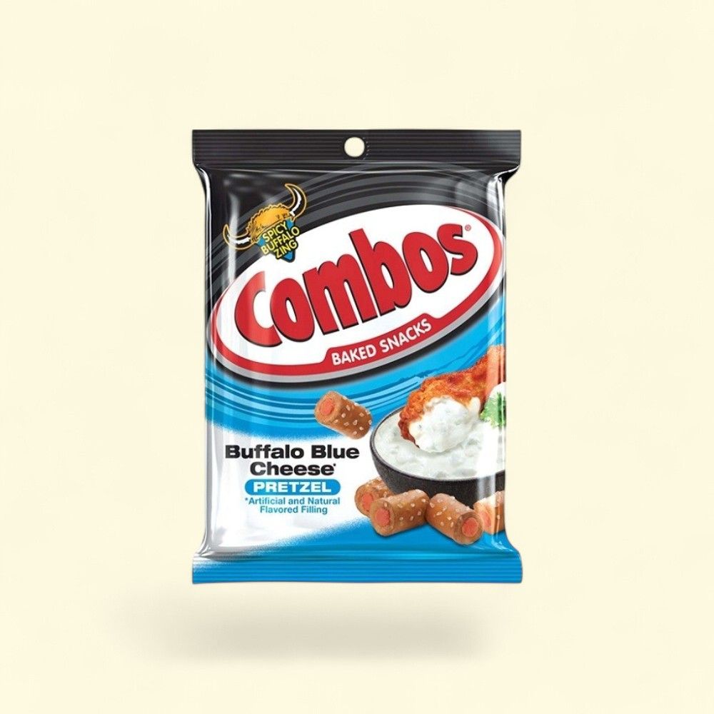 COMBOS Buffalo Blue Cheese Pretzel Baked Snacks 6.3oz — authentic US product shipped worldwide by Treatspree