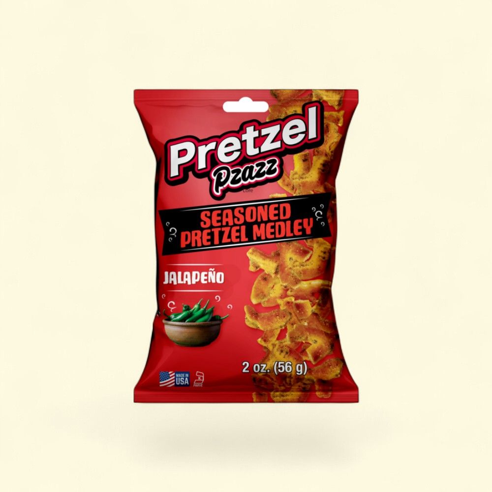 Pretzel Pzazz Medley Jalapeno Flavor Pretzels (2 oz) — authentic US product shipped worldwide by Treatspree