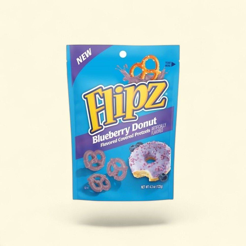 Flipz Blueberry Donut Flavored Pretzels 4.3oz — authentic US product shipped worldwide by Treatspree