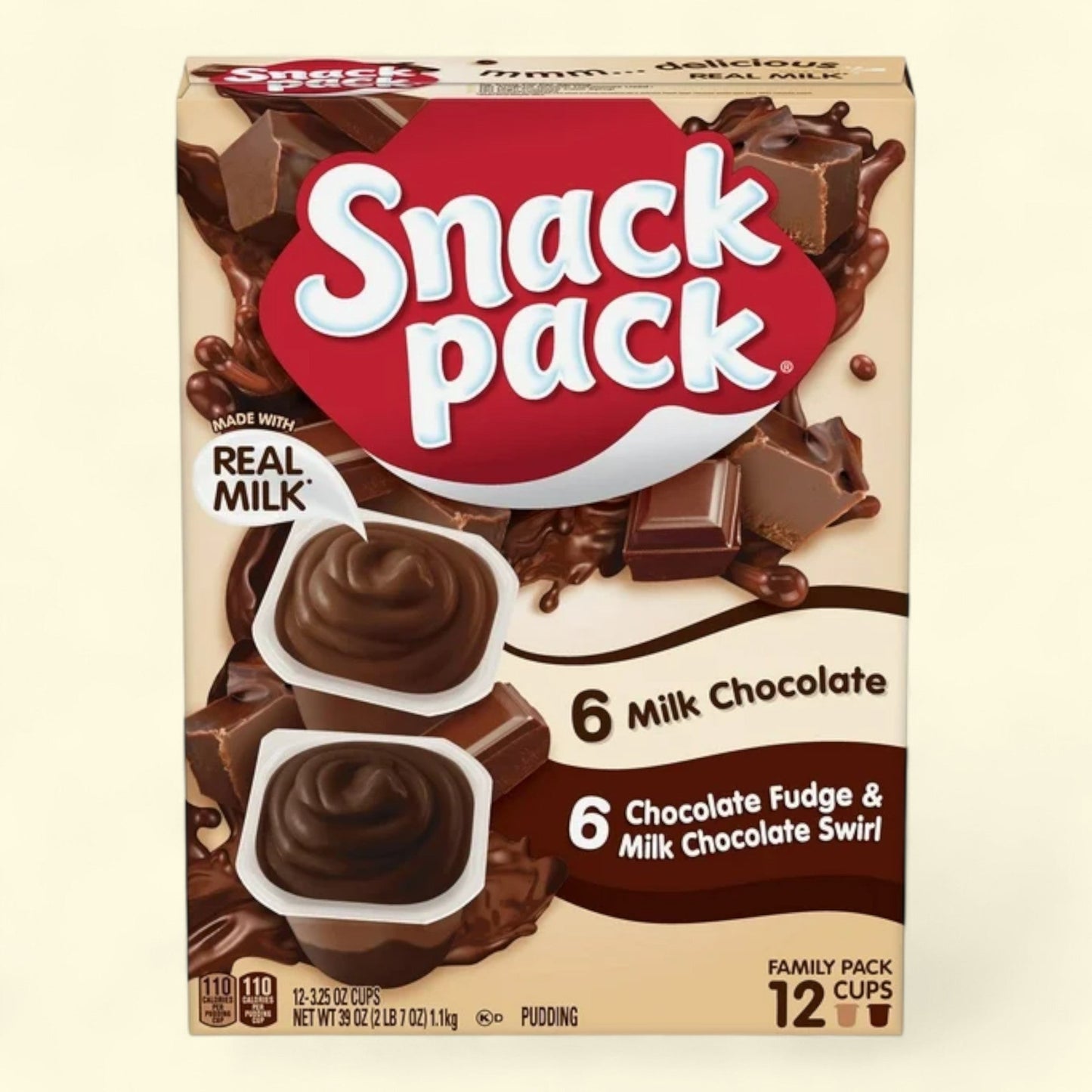Snack Pack Pudding Cups, 3.25 oz, 12 Count Family Pack — authentic US product shipped worldwide by Treatspree