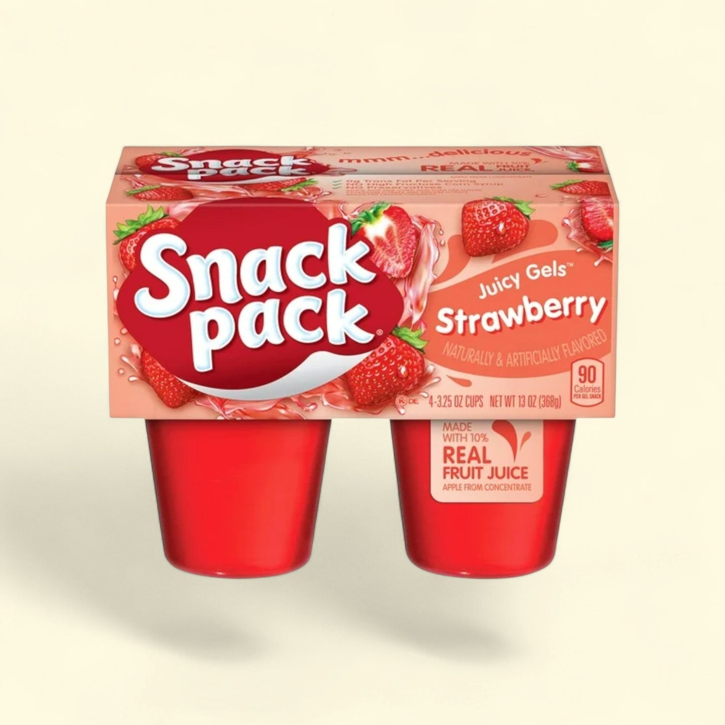 Snack Pack Juicy Gels, Strawberry Flavored, 3.25 oz, 4 Count — authentic US product shipped worldwide by Treatspree