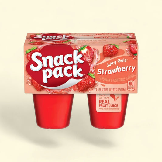 Snack Pack Juicy Gels, Strawberry Flavored, 3.25 oz, 4 Count — authentic US product shipped worldwide by Treatspree