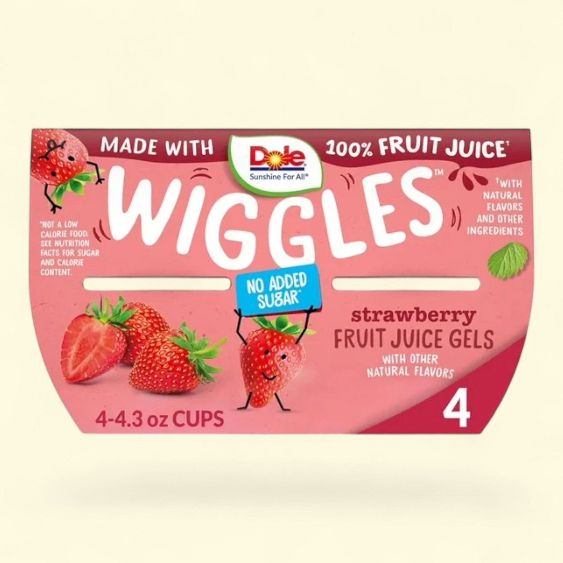 Dole Wiggles Strawberry Fruit Juice Gels, 4.3 oz Cups, 4 Pack. — authentic US product shipped worldwide by Treatspree