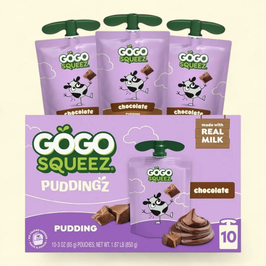 GoGo squeeZ PuddingZ Chocolate Snack Pudding, 3 oz (10 Pack)
