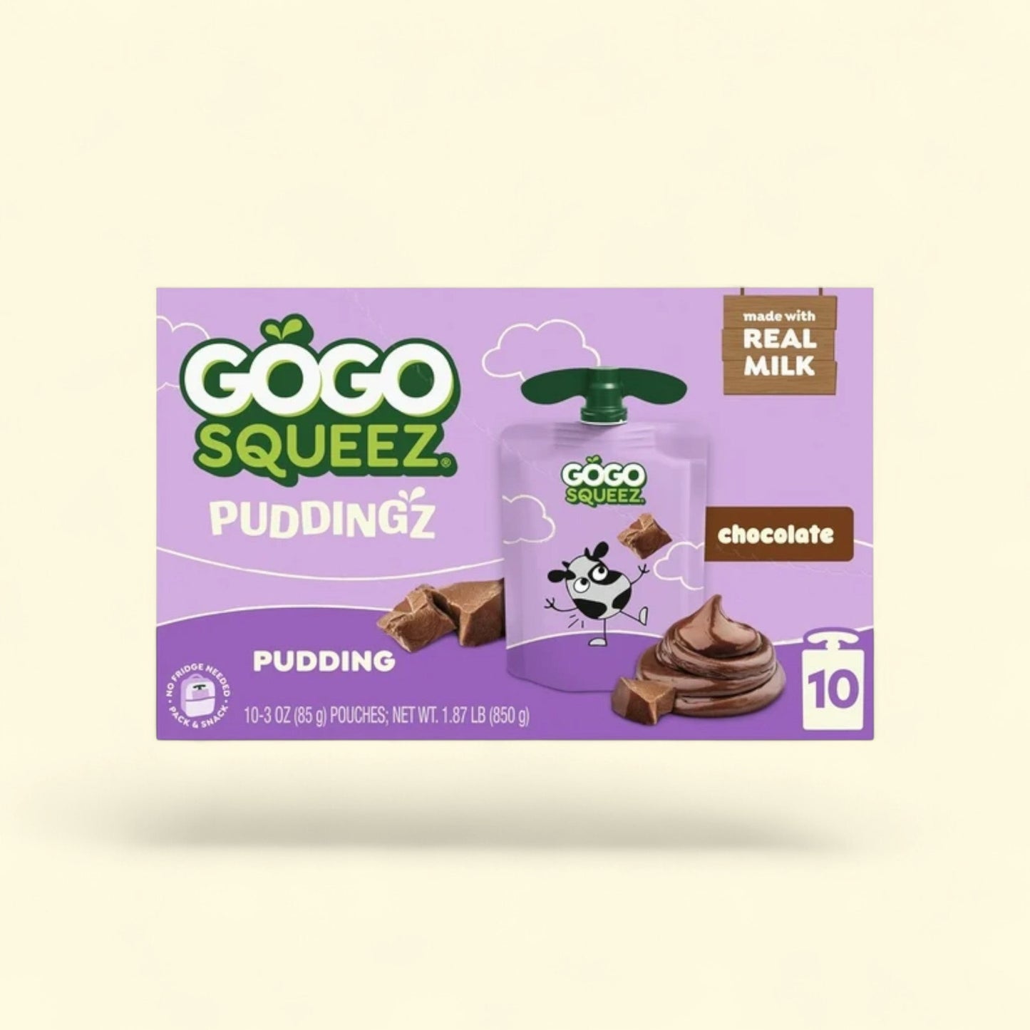 GoGo squeeZ PuddingZ Chocolate Snack Pudding, 3 oz (10 Pack) — authentic US product shipped worldwide by Treatspree