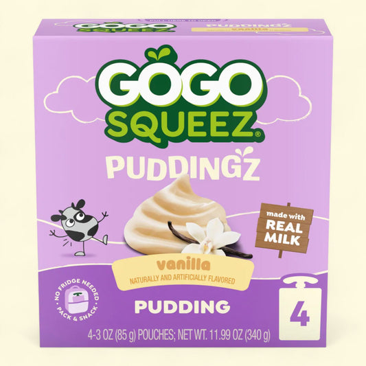 GoGo Squeez Puddingz, Sweet Indulgence Vanilla Pudding, Pouches, 4 ct / 3 oz