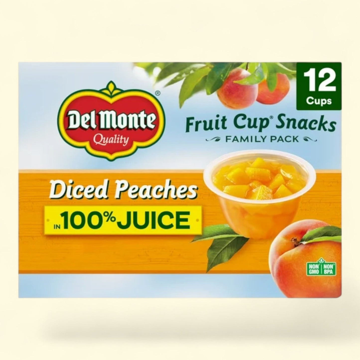 Del Monte Diced Peaches, 4 oz Cup (Pack of 12)