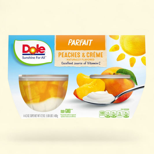 Dole Fruit Bowls Peaches and Crème Parfait, 4.3 oz Cups