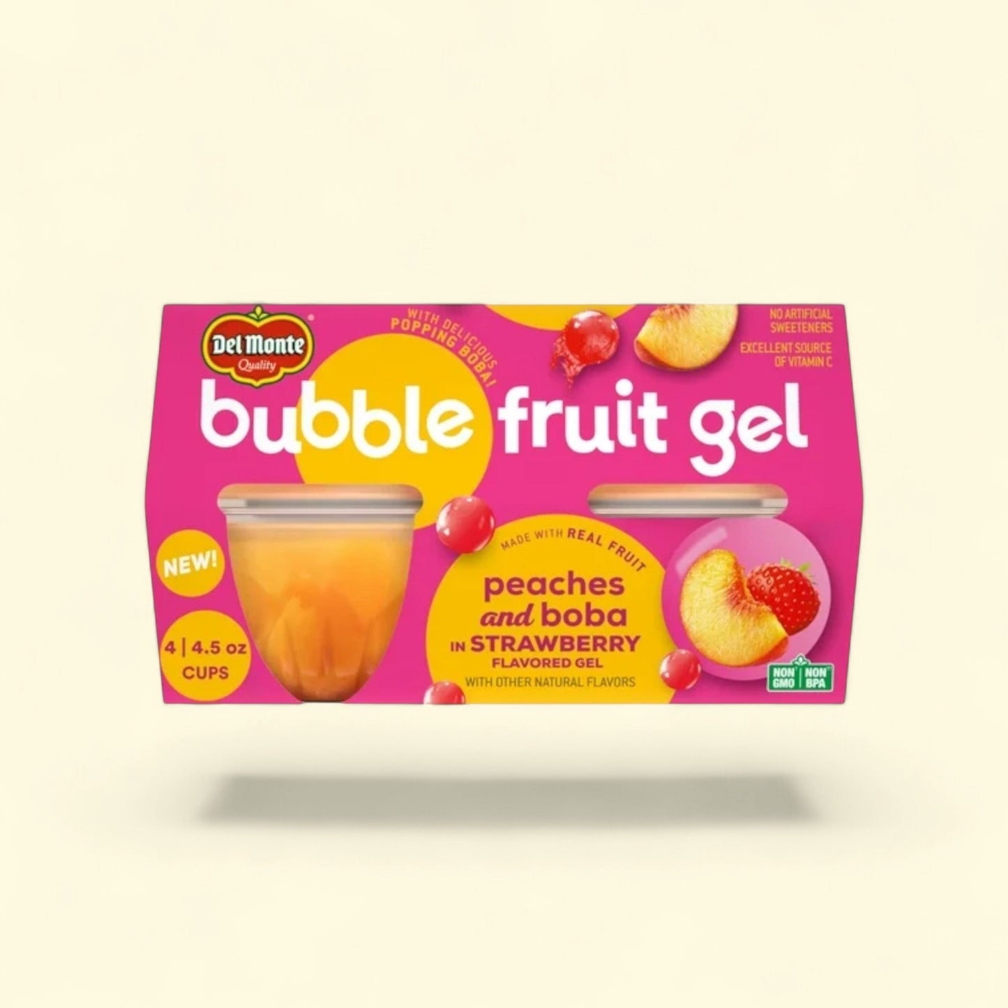 Del Monte Bubble Fruit Gel Peach Strawberry Fruit Cup, 4.5 oz (Pack... — authentic US product shipped worldwide by Treatspree