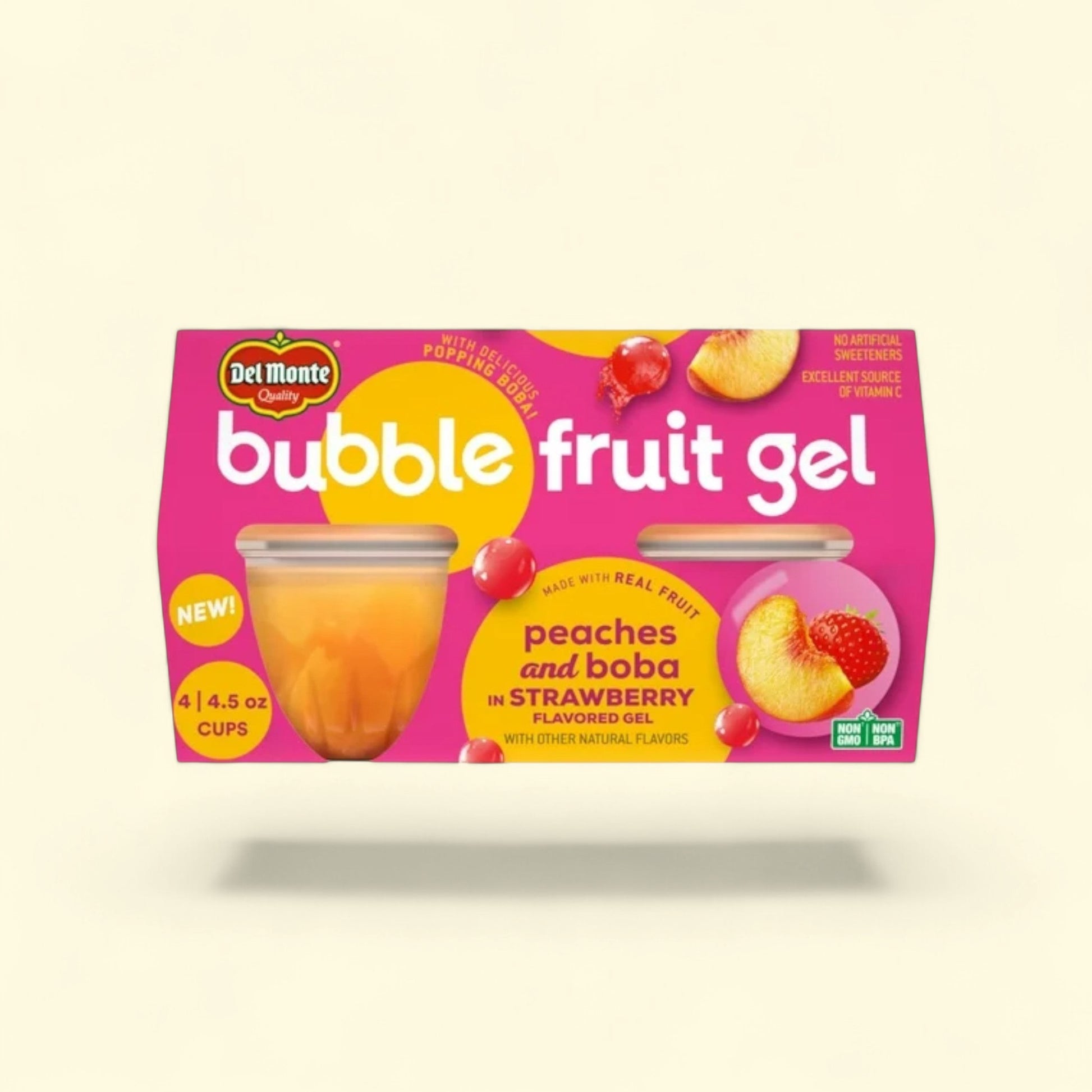Del Monte Bubble Fruit Gel Peach Strawberry Fruit Cup, 4.5 oz (Pack... — authentic US product shipped worldwide by Treatspree
