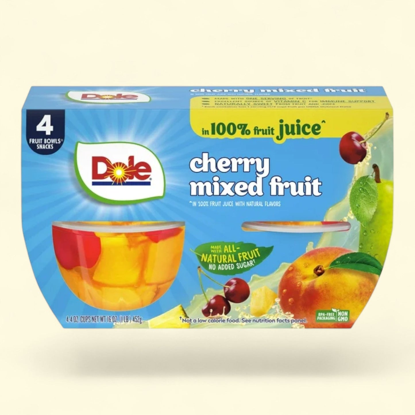 Dole Fruit Bowls Cherry Mixed Fruit, 4 oz Cups (4 Pack)