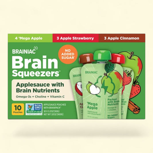 Brainiac Brain Squeezers Applesauce, Variety Pack, 3.2oz, 10 Ct