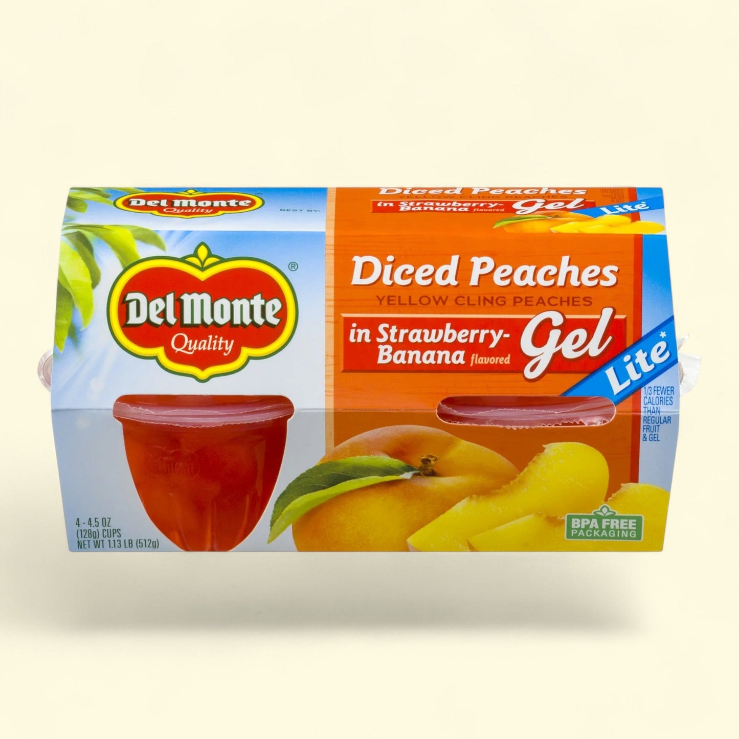 Del Monte Diced Peaches in Strawberry-Banana Flavored Gel, 4.5 oz