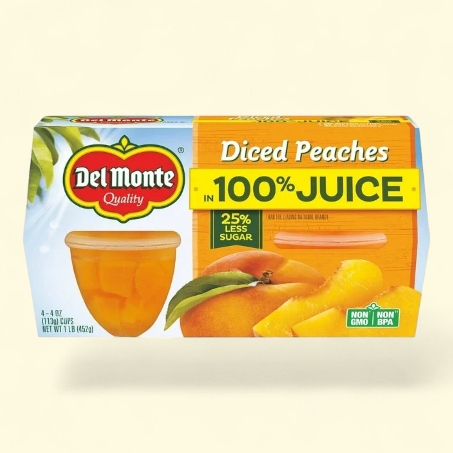 Del Monte Diced Peaches Fruit Cup Snacks, 4 oz