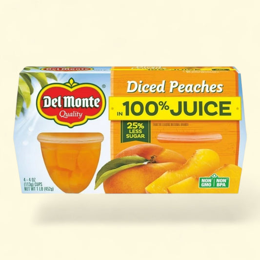 Del Monte Diced Peaches Fruit Cup Snacks, 4 oz