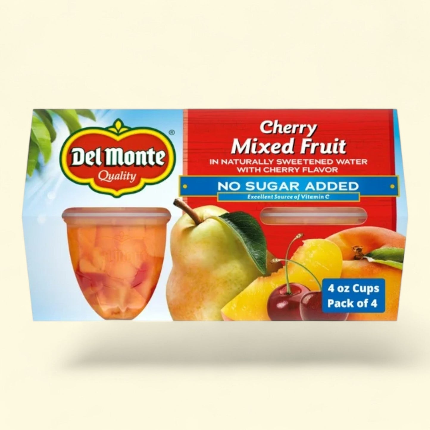 Del Monte Cherry Mixed Fruit, 4 oz Cup (Pack of 4)