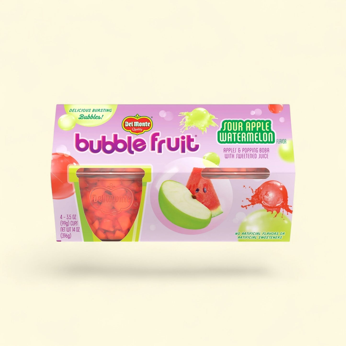 Del Monte Bubble Fruit Sour Apple Watermelon Fruit Cup, 3.5 oz (Pac... — authentic US product shipped worldwide by Treatspree
