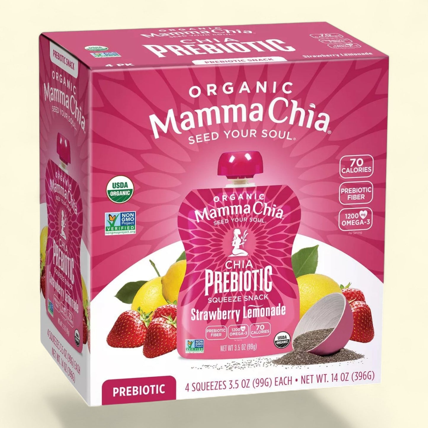 Mamma Chia Strawberry Lemonade Squeeze, 14oz/4pk