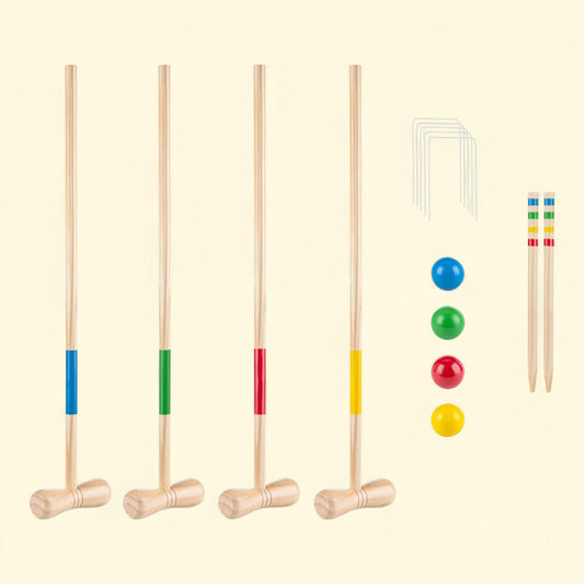 Grasshopper Games: Croquet, Wood Set, 4 Mallets, Colorful Balls, Travel Bag, Family Age 3+