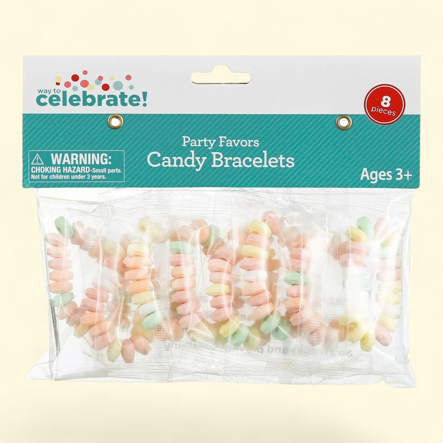 Way To Celebrate Pastel Candy Bracelet Party Favors, 8 Count