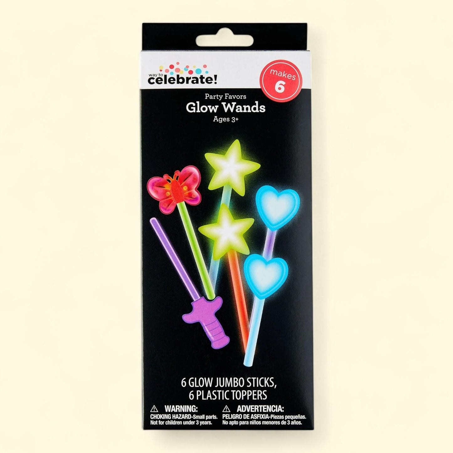 Way To Celebrate Glow Wand Party Favors, 6 Count