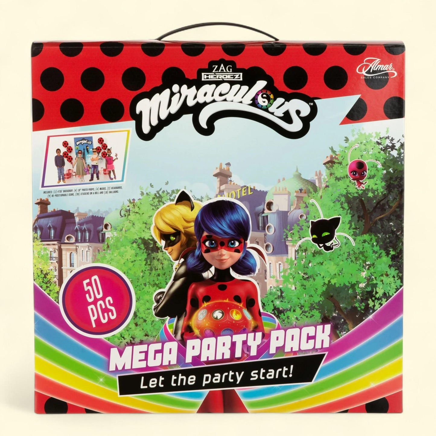 Miraculous Ladybug Surprise Box Party Favors, 13-Piece, Multicolor, 50 Count