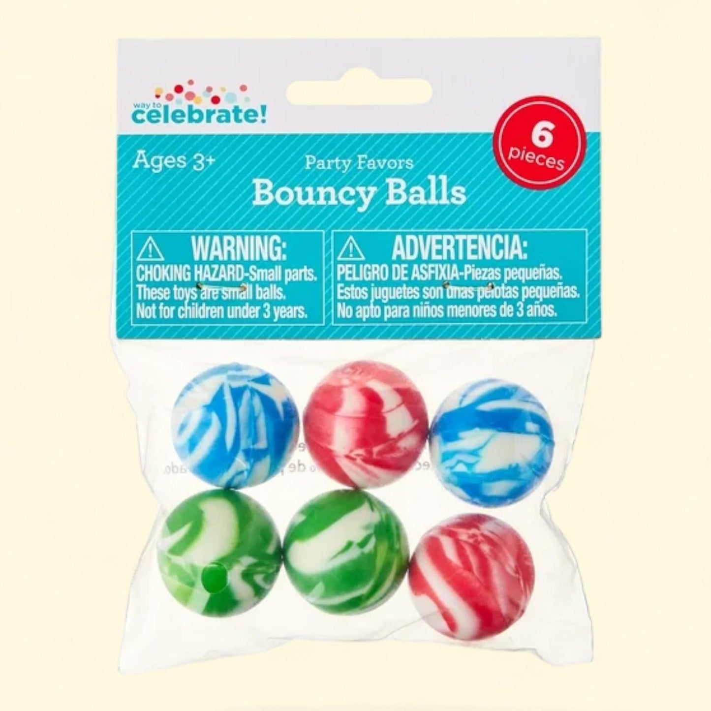 Way To Celebrate Multicolor Marble Bouncy Ball Party Favors, 6 Count