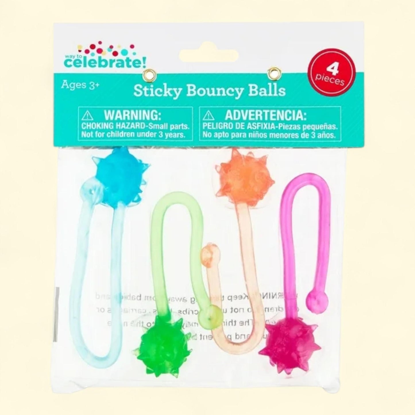 Way To Celebrate Sticky Bounce Ball Party Favors, 4 Count