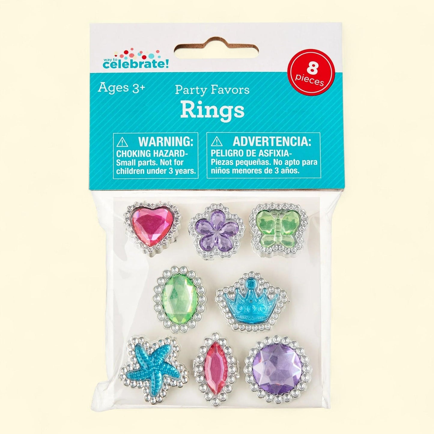 Way To Celebrate Rhinestones Ring Party Favors, 8 Count
