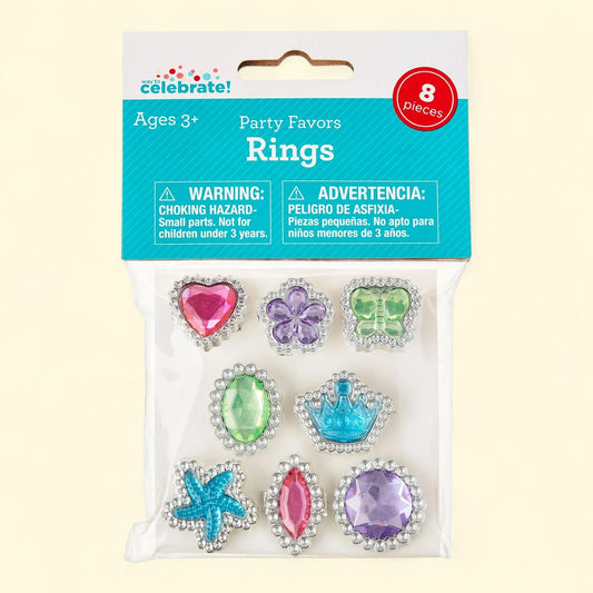 Way To Celebrate Rhinestones Ring Party Favors, 8 Count