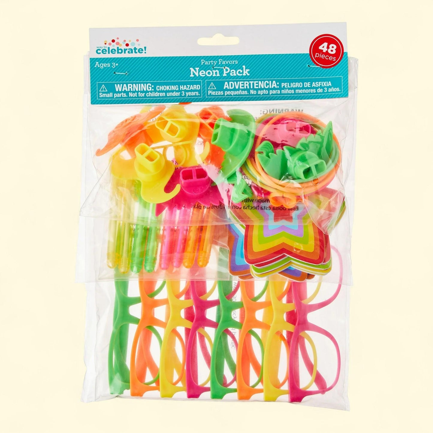 Way To Celebrate Neon Party Favors, 48 Pieces