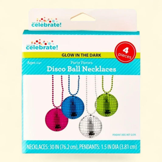 Way To Celebrate Disco Ball Necklace Party Favors, 4 Count