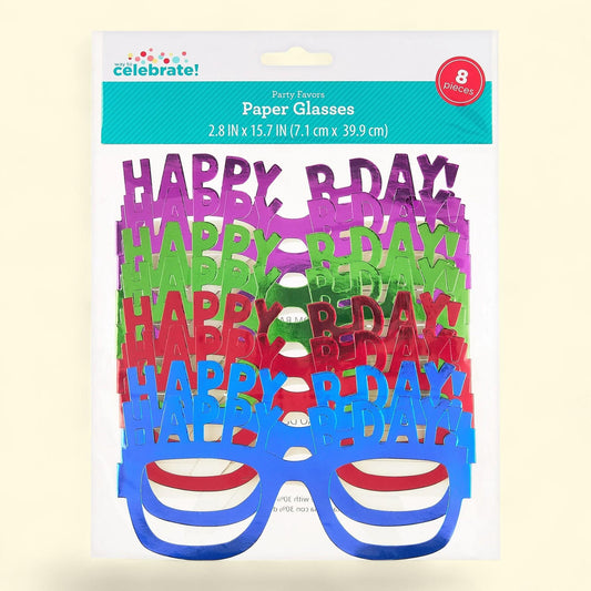 Way To Celebrate Happy Birthday Paper Glasses Party Favors, 8 Count