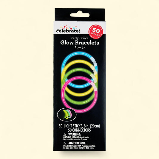 Way To Celebrate Glow Bracelets, 8", 50 Count