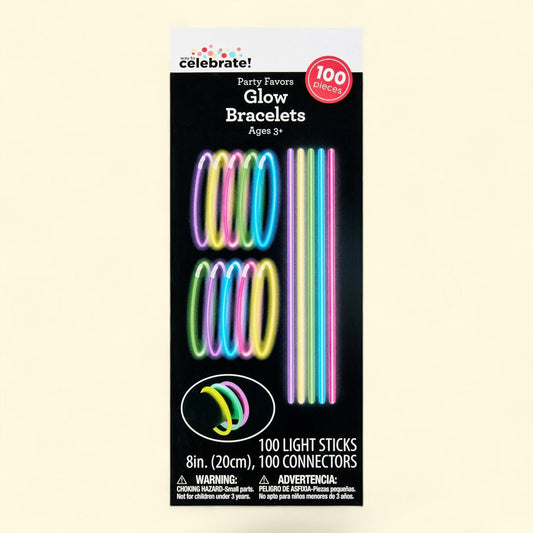 Way To Celebrate Glow Bracelets, 8", 100 Pieces