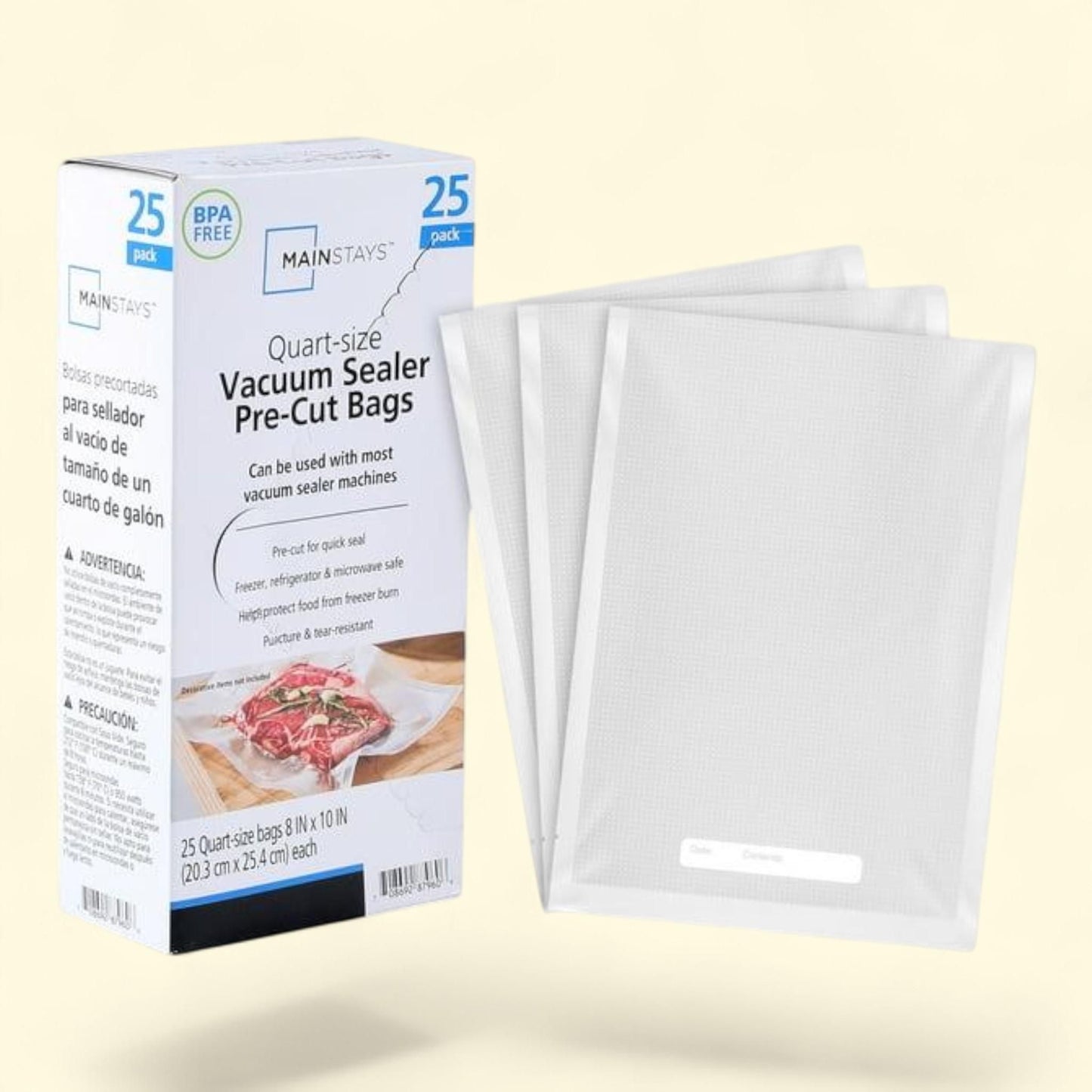 Mainstays Vacuum Seal Bags, 1 Quart, 25 Count