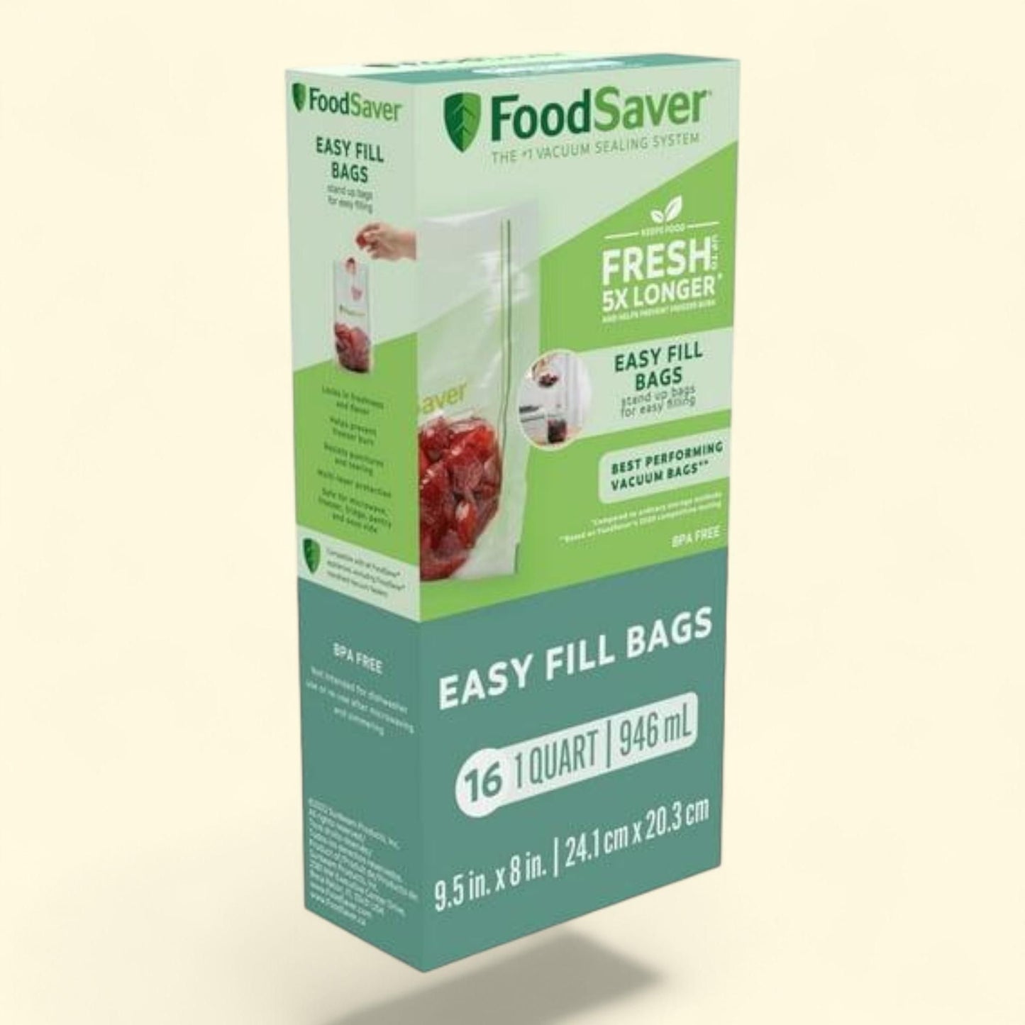 FoodSaver Easy Fill Vacuum Seal Bags, 1 Quart, 16 Count