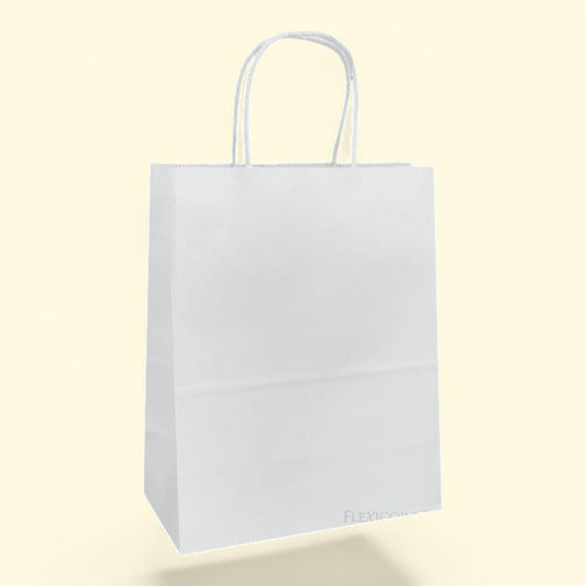 White Kraft Paper Bags, 8"x4.75"x10.25", 100ct