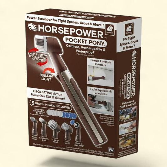 Horsepower Pocket Pony, Pocket-Sized Oscillating Power Scrubber, Rechargeable
