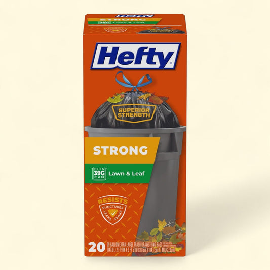 Hefty Strong Lawn & Leaf Trash Bags, 39 gallon, 20 Count