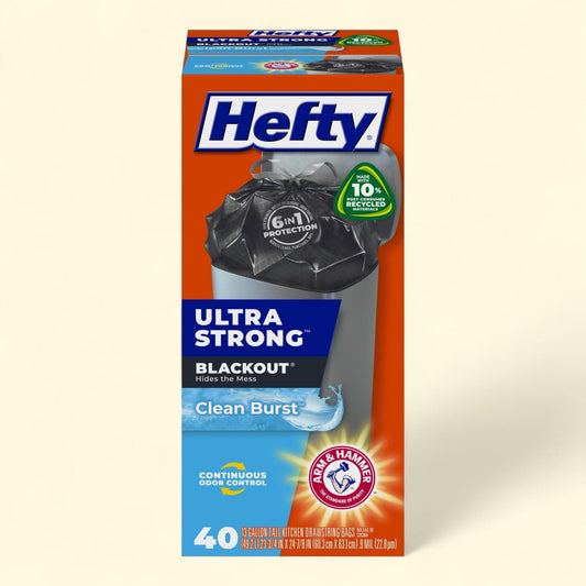 Hefty Ultra Strong Trash Bags, 13 gallon, Clean Burst Scent, 40 Bags